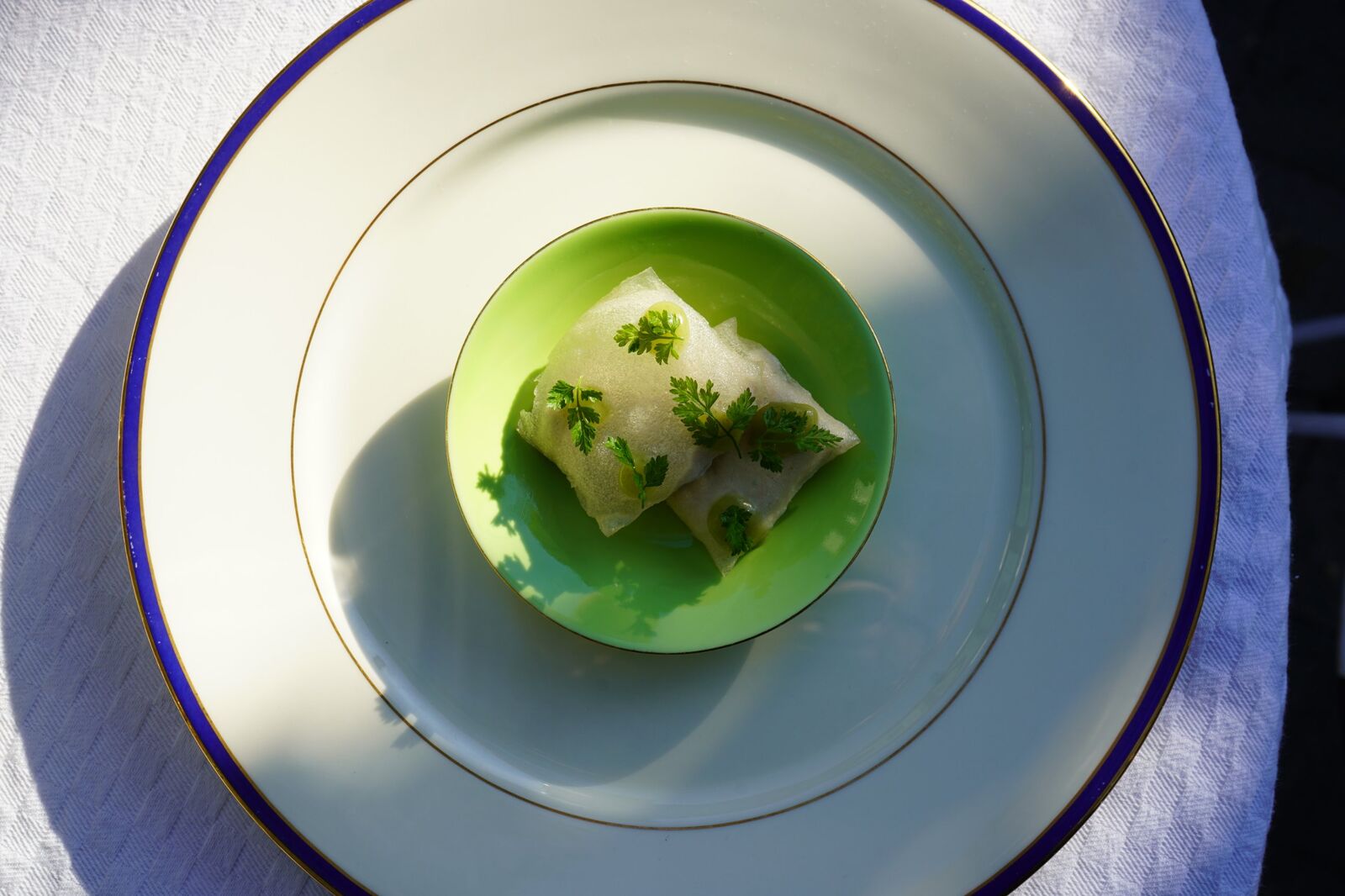 Croustillant de thon dans un bol vert